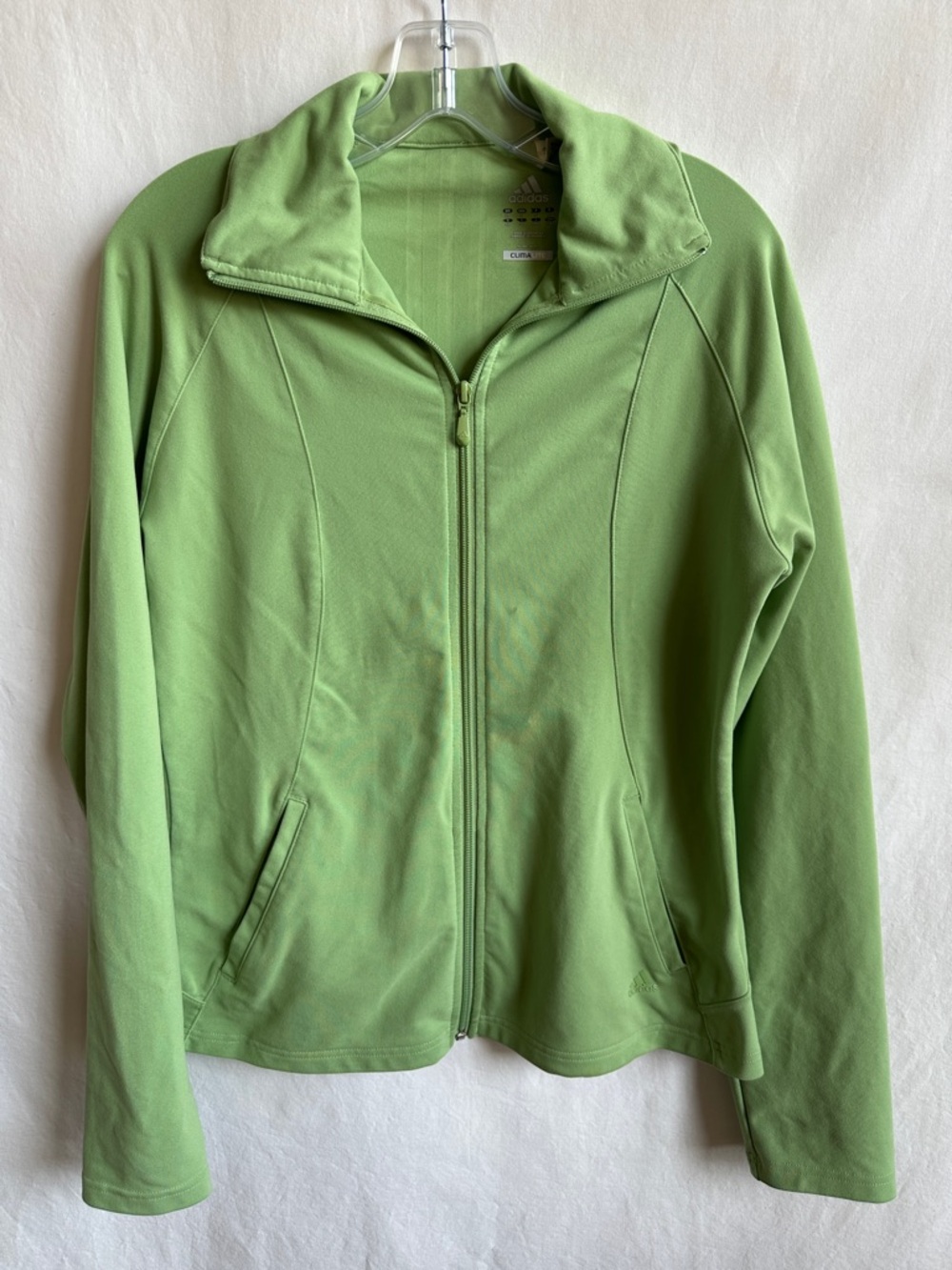 Adidas lime green full zip athletic jacket, size L